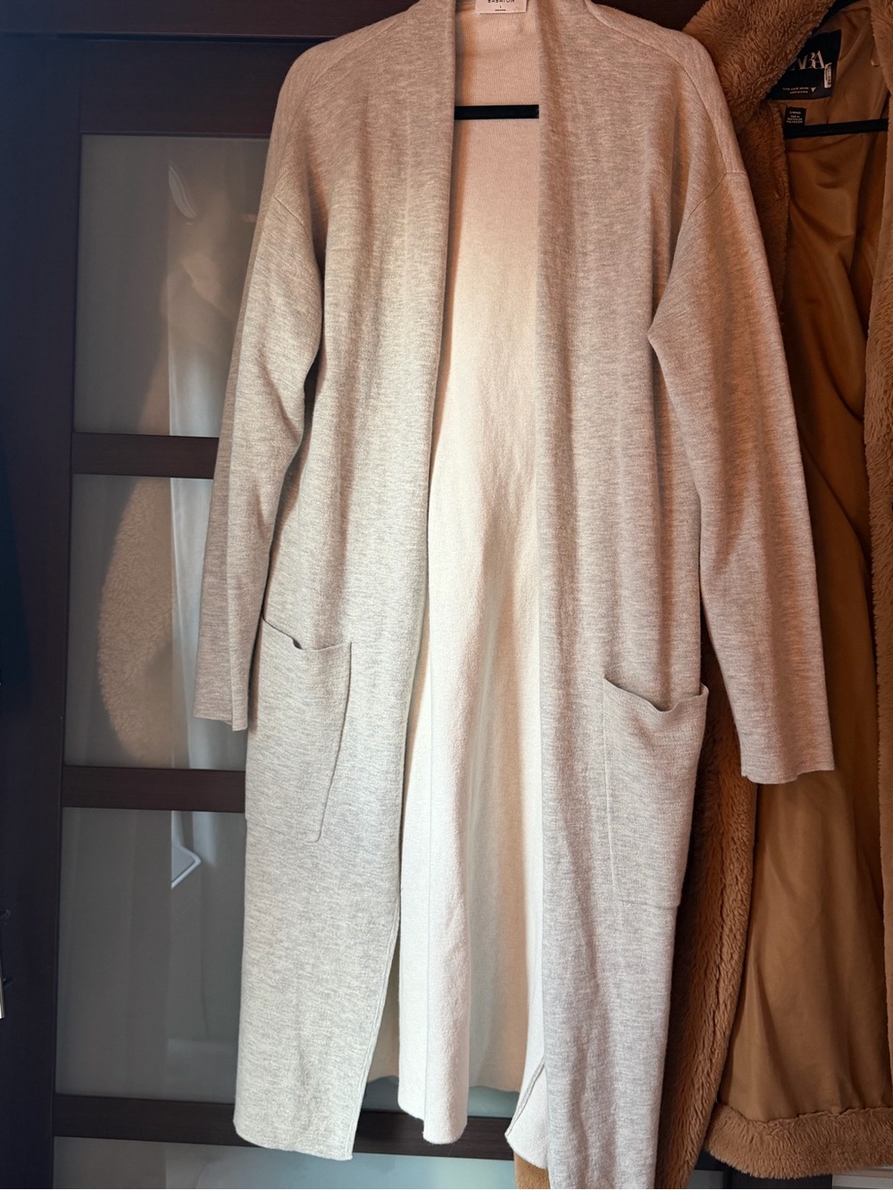 Barbaton gray Open Front Long Cardigan jacket